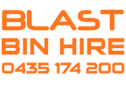 Orange text on a white background reading 'BLAST BIN HIRE' with the phone number '0435 174 200'.
